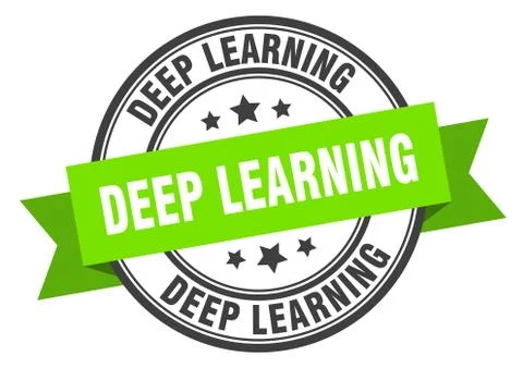 Deep learning label. deep learninground band sign. deep learning stamp 스톡 일러스트