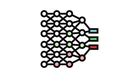 Deep learning layers machine color icon animation Stock Footage 326108013