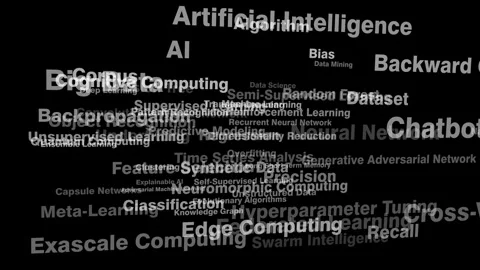 Deep learning lettering on black background exploring future of ai algorithms Stock-Footage 270207959