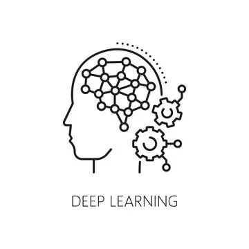 Deep learning line icon AI artificial intelligence Stock Illustration