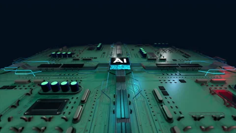 Deep-learning modern computer technologies. Astract futuristic electronic Video stock 194683133