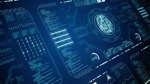 Deep learning modern computer technology, HUD futuristic user interface Stock Footage 257514662