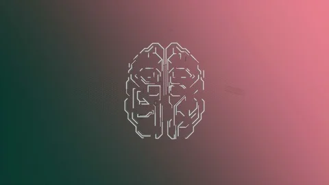 Deep learning modern technologies concept. Brain frame in matrix world absorbing Stock Footage 125965931