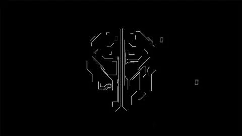 Deep learning modern technologies concept. Brain frame over black background Stock Illustration