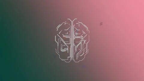 Deep learning modern technologies concept. Brain frame in matrix world absorbing 스톡 일러스트