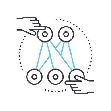 Deep learning network line icon, outline symbol, vector illustration, concept Stockillustratie