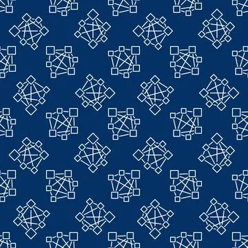 Deep Learning Neural Network vector line blue seamless pattern イラスト素材
