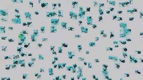 Deep learning for recognizing human actions. The AI scans moving shapes. Stockbeeldmateriaal 320937704