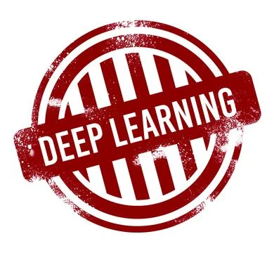 Deep learning, red grunge button, stamp Stock Illustration