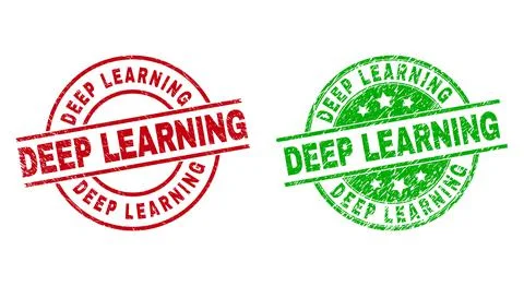 DEEP LEARNING Round Seals with Scratched Texture Stock Illustration