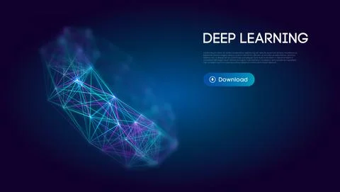 Deep learning science technology background. Network communication ai deep Illustrazione stock