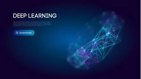 Deep learning science technology background. Network communication ai deep Illustrazione stock