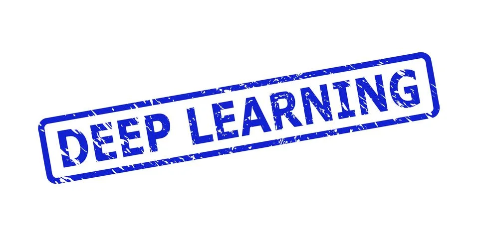 DEEP LEARNING Stamp with Corroded Texture and Rounded Rect Frame Illustrazione stock