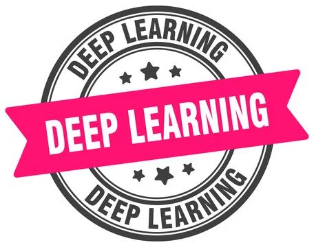 Deep learning stamp. deep learning label on transparent background. round sig Illustrazione stock