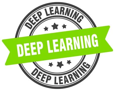 Deep learning stamp. deep learning label on transparent background. round sig Illustrazione stock