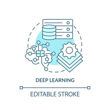 Deep learning turquoise concept icon Stock Illustration