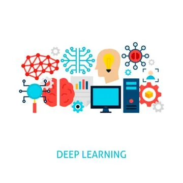 Deep Learning Vector Concept 스톡 일러스트
