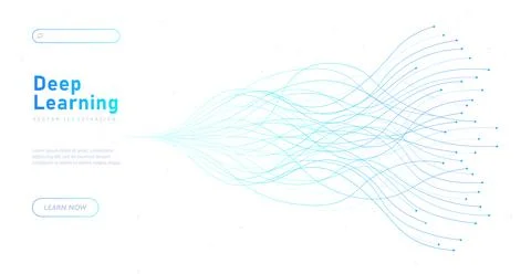 Deep learning white poster vector Stock Illustration
