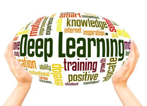Deep Learning word cloud hand sphere concept Foto stock