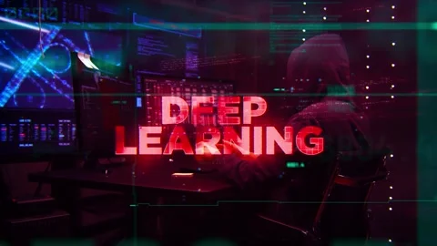 Deep Learning Word on Hacker concept technology futuristic data background Stock Footage 343461694