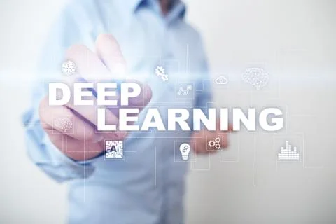 Deep machine learning, artificial intelligence in smart factory or technology Stockfoto's