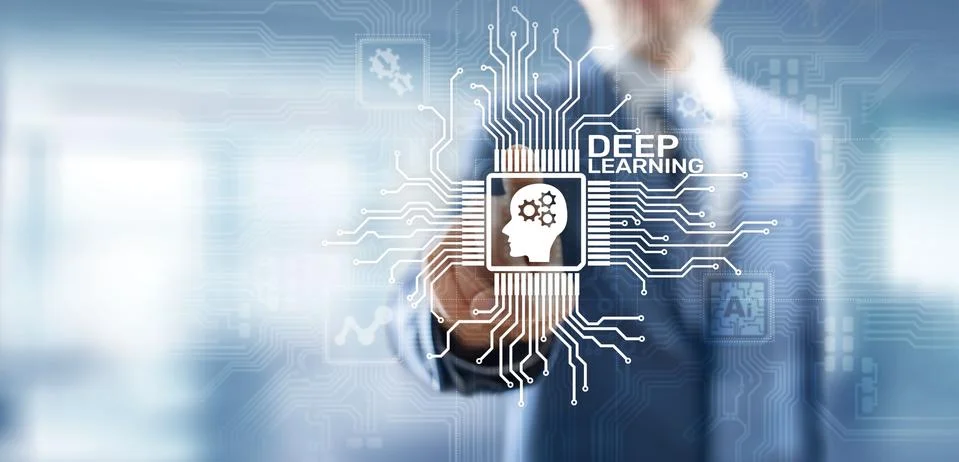 Deep Machine learning Artificial intelligence AI technology concept on virtual Foto stock