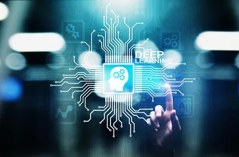 Deep Machine learning Artificial intelligence AI technology concept on virtual Foto stock