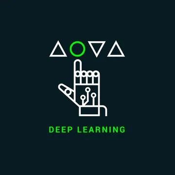Deep machine learning linear icon in two colors. Vector icon of robot training. 스톡 일러스트