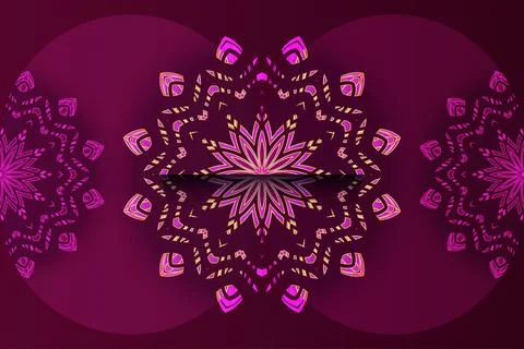 Deep maroon mandala artwork with diamond frame and vibrant 스톡 일러스트