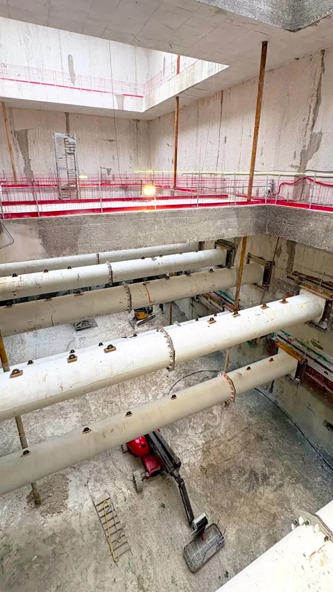 Deep Metro Station Box Building With Concrete Levels Paris Stock Footage 322179733