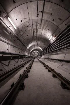 Deep metro tunnel Stock Photos