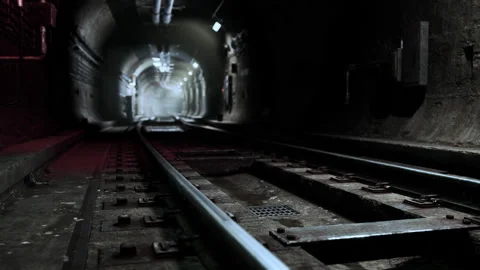 Deep metro tunnel under construction Stock Footage 170884006