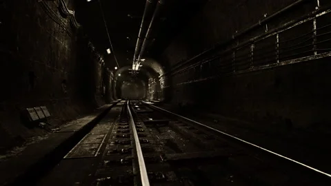 Deep metro tunnel under construction Stock Footage 207565392