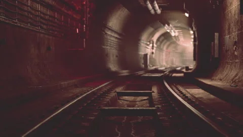 Deep metro tunnel under construction Stock Footage 208844909