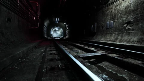 Deep metro tunnel under construction Stock Footage 246980982