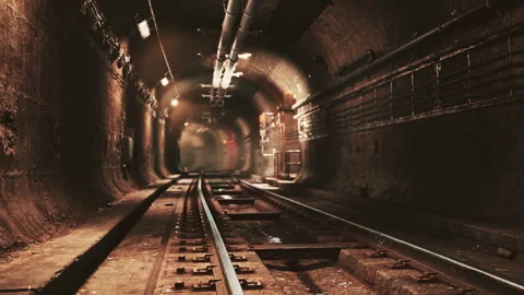 Deep metro tunnel under construction Stock Footage 249095021