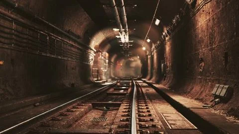 Deep metro tunnel under construction Ilustración de archivo
