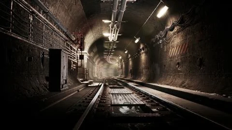 Deep metro tunnel under construction Illustrazione stock