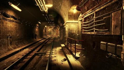 Deep metro tunnel under construction Ilustración de archivo
