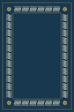 A deep navy rectangular frame features cream diagonal accents and golden bo.. Stock Illustration