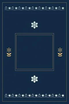 A deep navy vertical frame is decorated with alternating pale pineapples an.. Stock Illustration