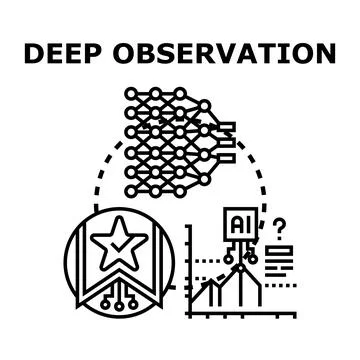 Deep observation artificial intelligence machine learning concept visual Ilustración de archivo
