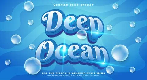 Deep Ocean editable text effect template Stock Illustration