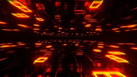 Deep Orange Cybernetic Infinity Neon Area Background VJ Loop l 4K Stock Footage 301241952