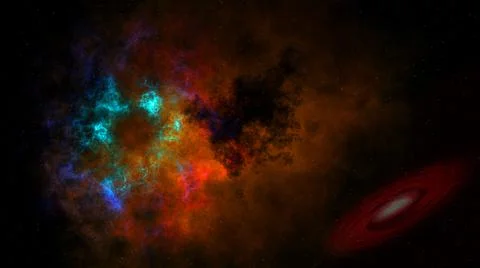 Deep outer space background with stars, a remote galaxy and nebula Stock Illustration