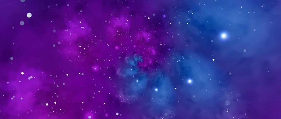 Deep outer space background with stars and nebula in blue, and purple Star... Foto stock