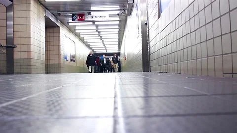 Deep Passageway Commuters Exit Stock-Footage 70534192