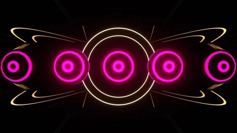 Deep Pink and Light Yellow Glowing Collapsible Round Stripes Background VJ L Vidéo 341674433