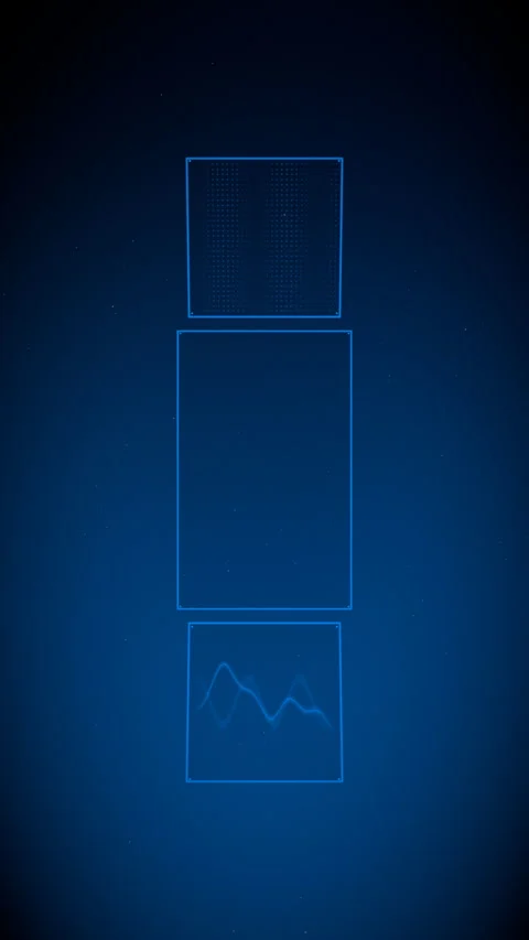 Deep plunging push into a towering spatial UI, Vertical 9:16 4K Stock Footage 338432701