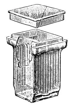 Deep pod for slow development of negatives vintage drawing from G. V. Golst.. Stock Illustration